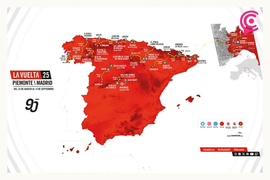 Este será el recorrido de La Vuelta España 2025; iniciará en la ciudad de Turín 