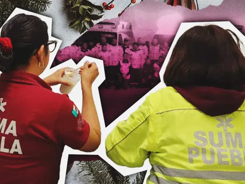Paramédicos y bomberos cooperan para tener cena de Navidad y Año Nuevo en Puebla