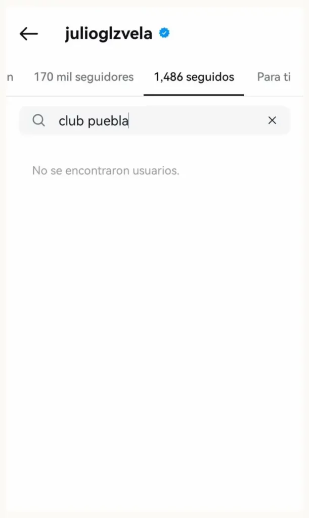 Julio González deja de seguir en redes al Club Puebla tras rumores de su fichaje