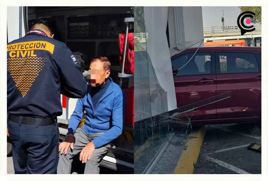 Adulto mayor choca su auto contra sucursal de Banorte en Plaza Loreto, Puebla  