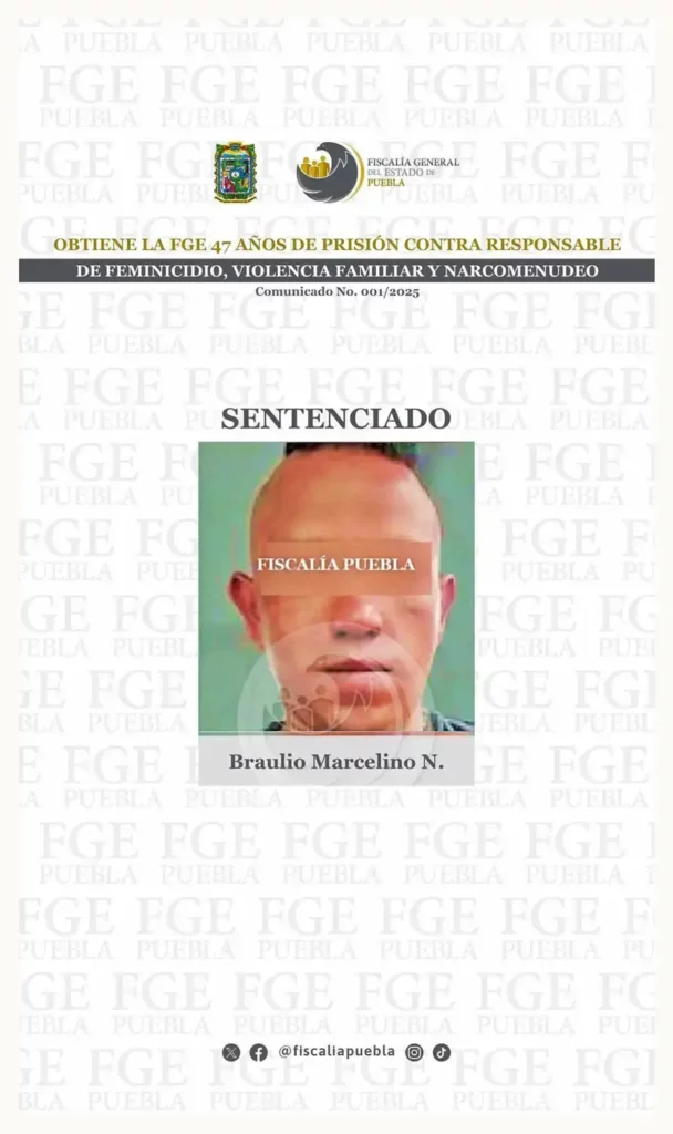 “El Marce” es sentenciado a 42 años por feminicidio de María Monserrat en Xonaca, Puebla
