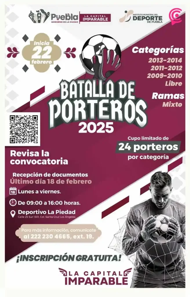 Instituto Municipal del Deporte de Puebla presenta la Batalla de Porteros; será en febrero 2025