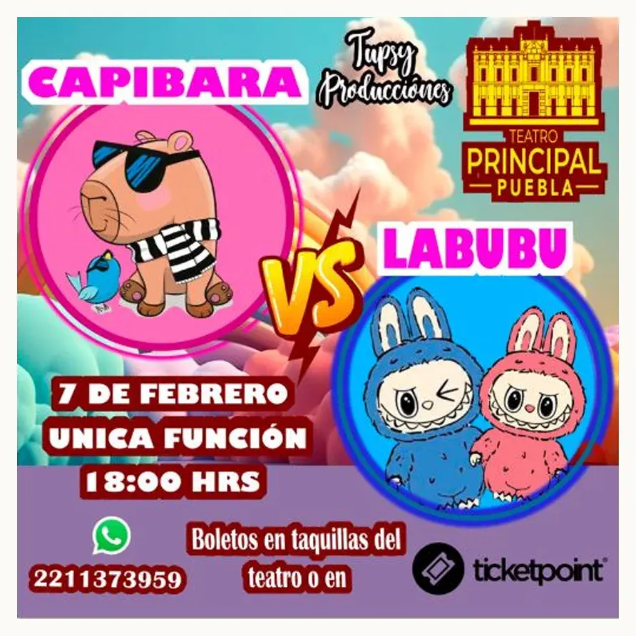 Capibara Vs Labubu llega a Puebla, aquí la fecha y sede