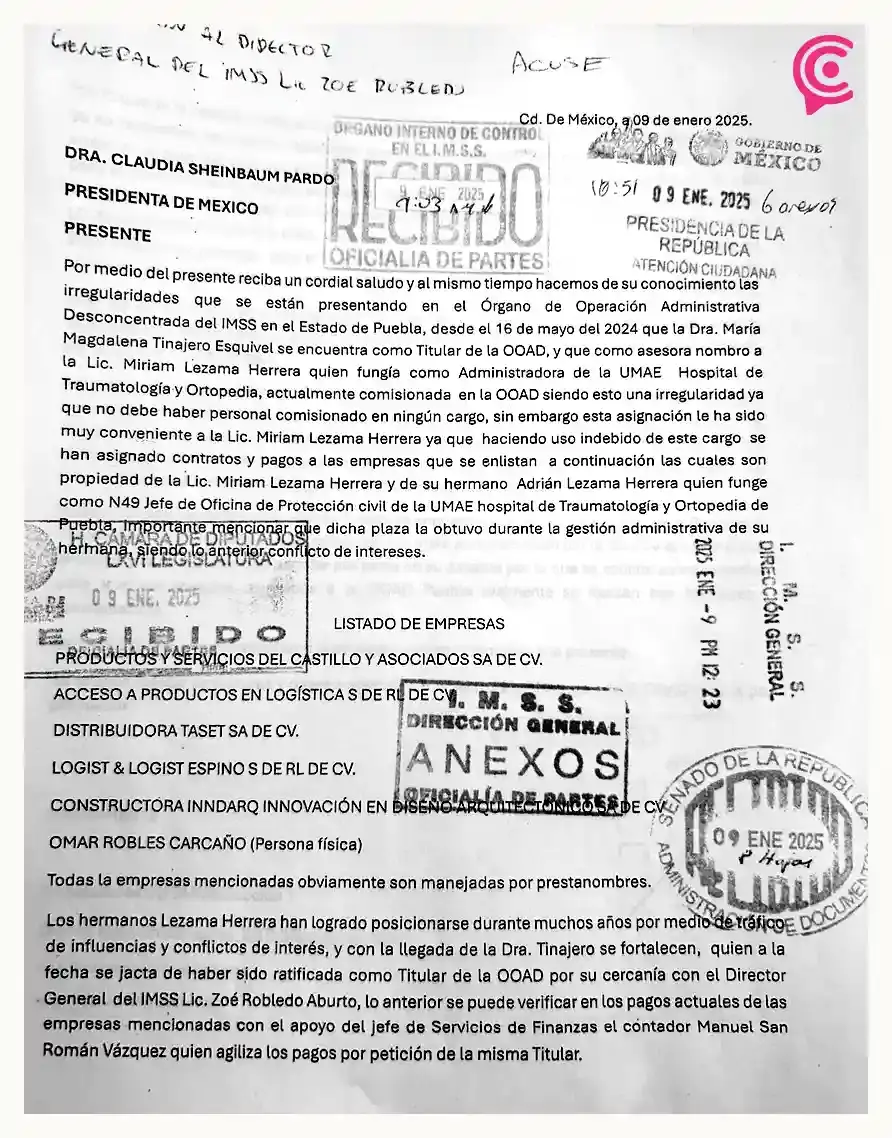Acusan a delegada del IMSS Puebla por favoritismo; entregó millones de pesos a proveedores descalificados