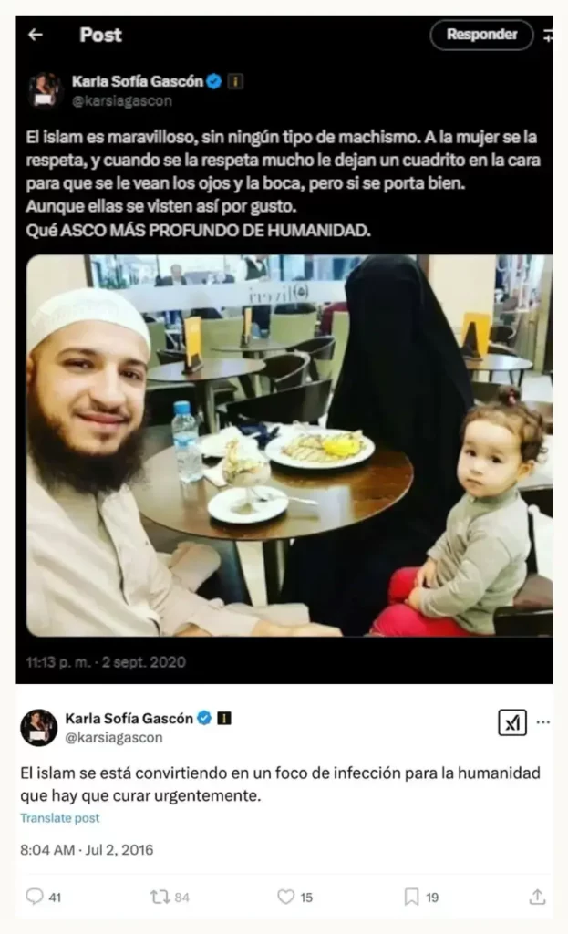 Karla Sofía Gascón desactiva su cuenta de ‘X’ tras indignación de internautas por sus publicaciones
