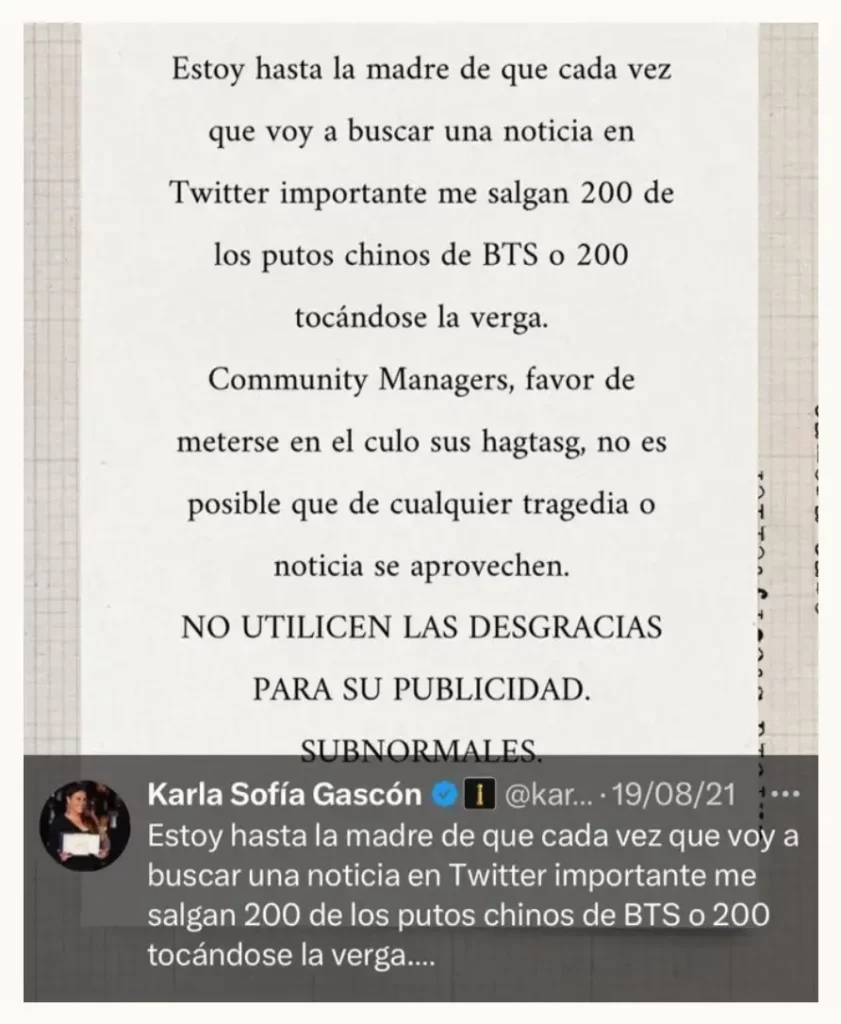 Karla Sofía Gascón desactiva su cuenta de ‘X’ tras indignación de internautas por sus publicaciones
