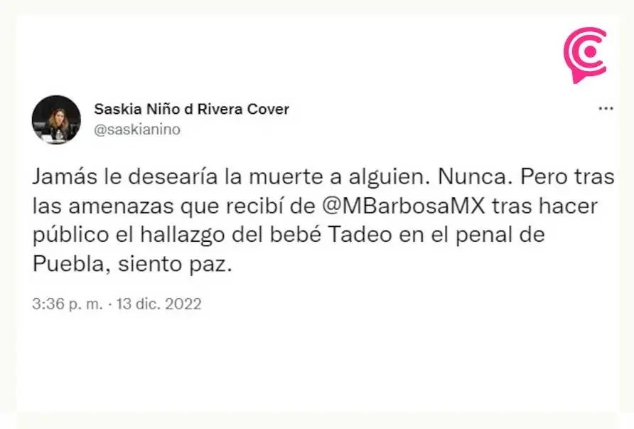 Saskia Niño de Rivera resucitó amenaza de Miguel Barbosa por el caso del bebe Tadeo