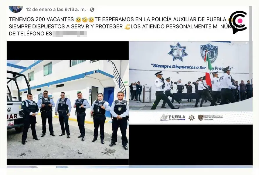 Acusan cobro de hasta 30 mil pesos por plazas en la Policía Auxiliar de Puebla