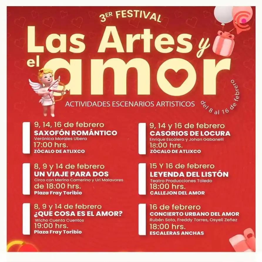 Actividades gratuitas en Puebla para festejar el 14 de febrero