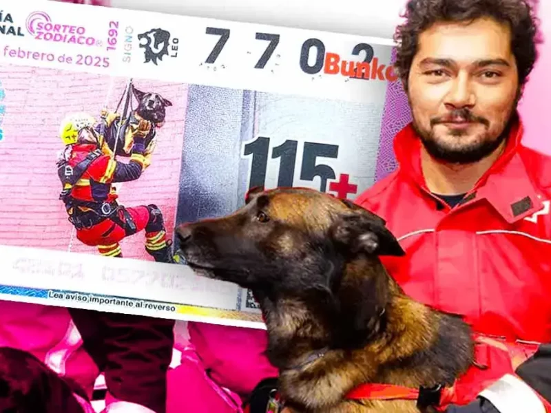 “Rex”, perro rescatista de Cruz Roja Puebla es imagen del billete de la Lotería Nacional Mexicana