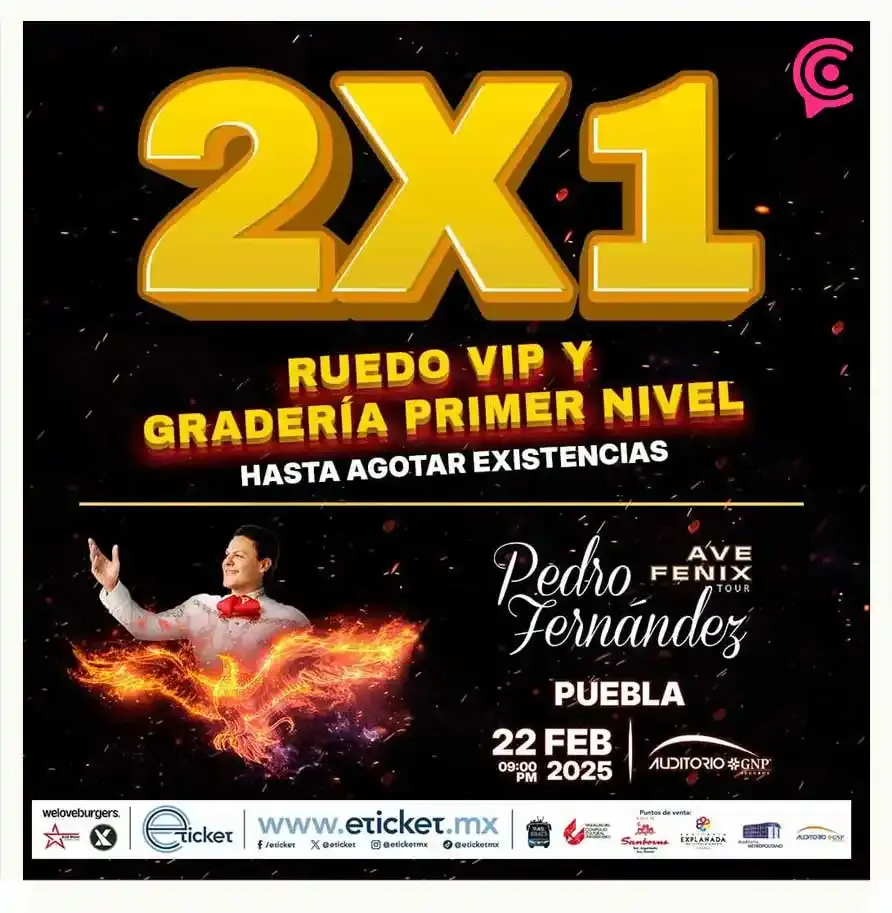 Concierto de Pedro Fernández y más eventos en Puebla del 17 al 23 de febrero