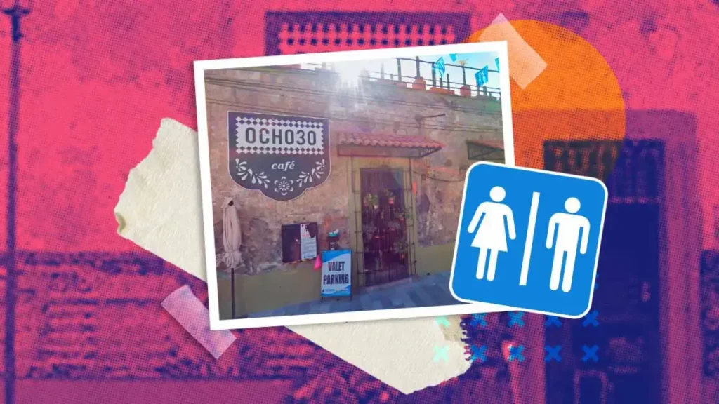 Denuncian misoginia en señalética del baño de mujeres en cafetería Ocho30 de Cholula, Puebla