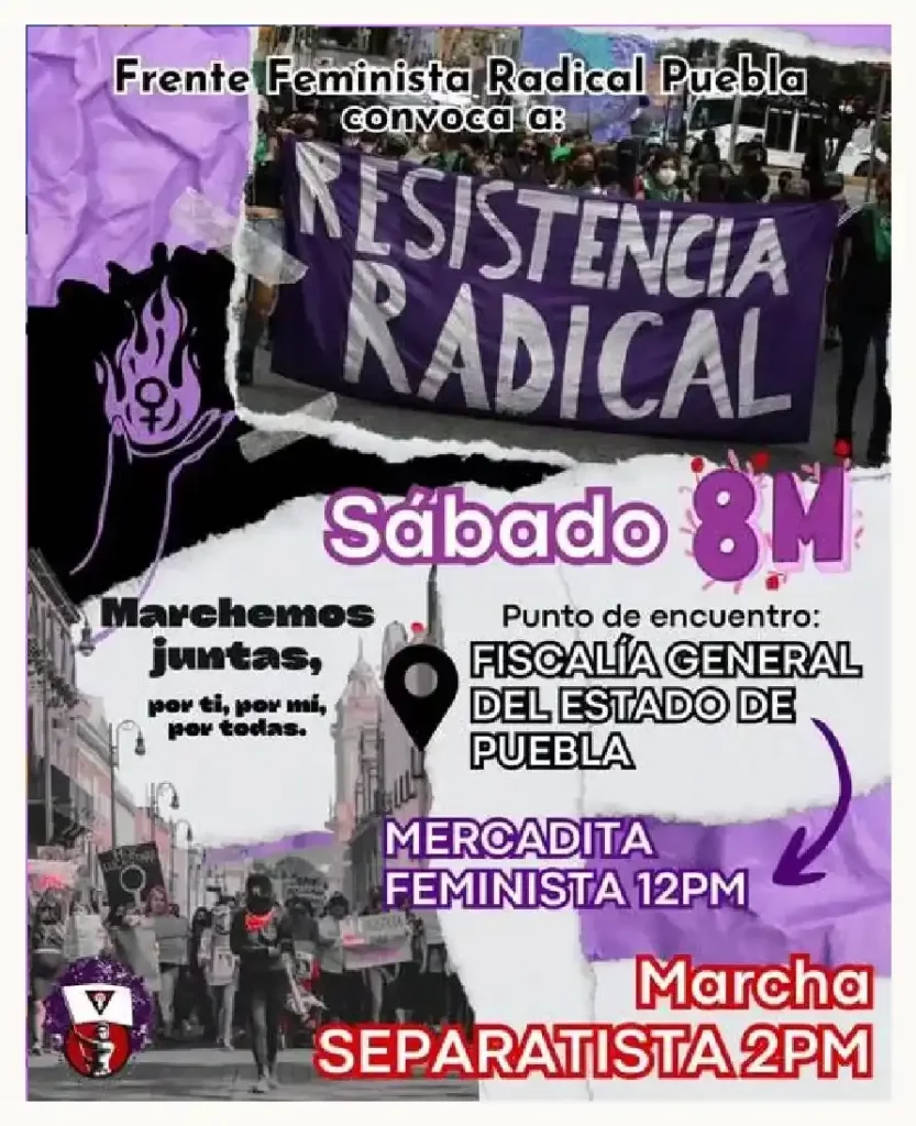 Marchas que habrá el 8M en Puebla este 2025; colectivos, horarios y trayectos