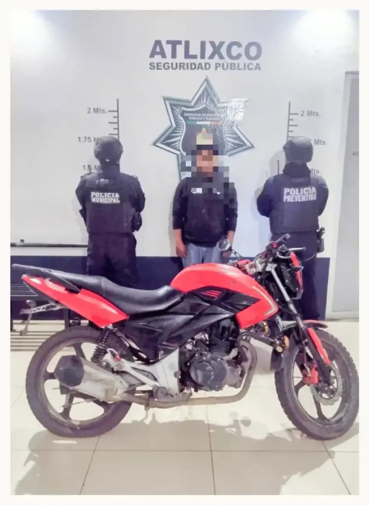 Con operativos de seguridad en Atlixco se logra la recuperación de motos robadas y detención de sospechosos