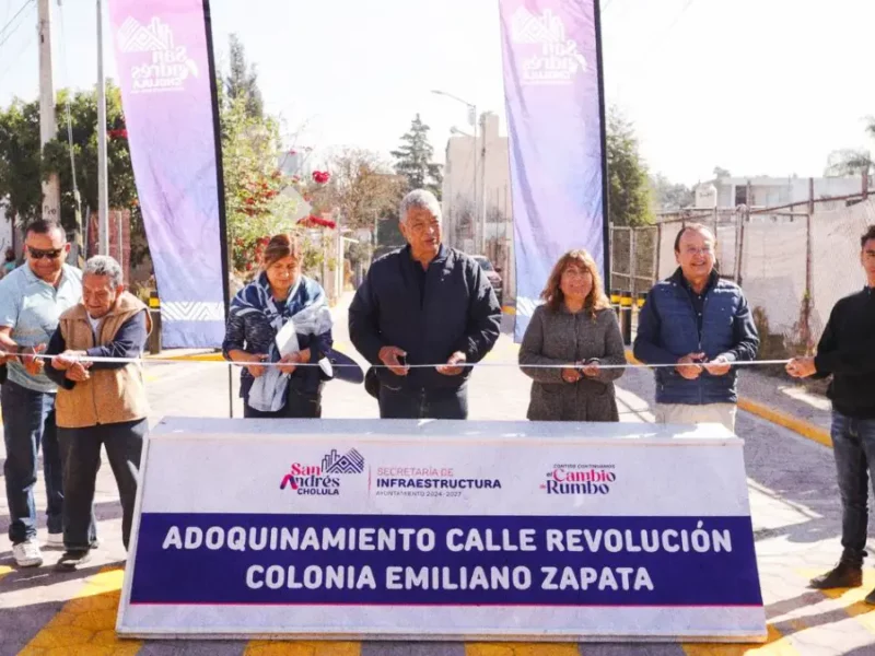 San Andrés Cholula avanza con la rehabilitación de la calle Revolución