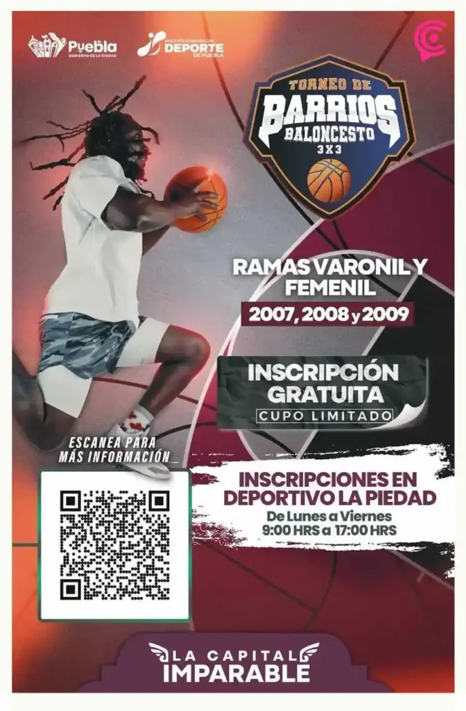 Instituto Municipal del Deporte de Puebla presenta el Torneo de Barrios de Básquetbol 3x3  