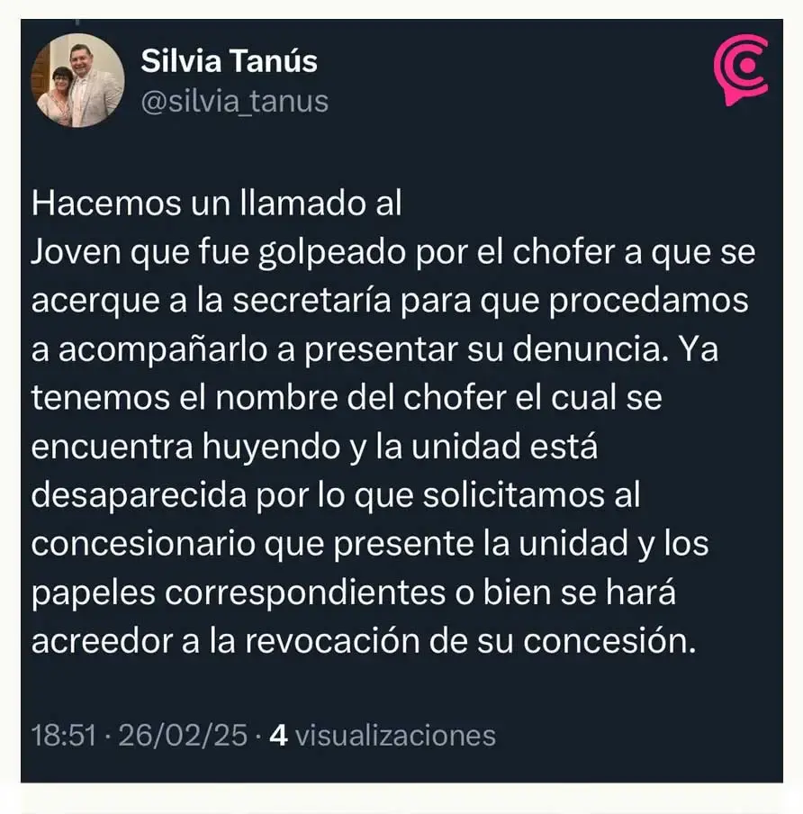 Secretaría de Movilidad de Puebla ofrece acompañamiento a estudiante golpeado por chofer de Ruta 68