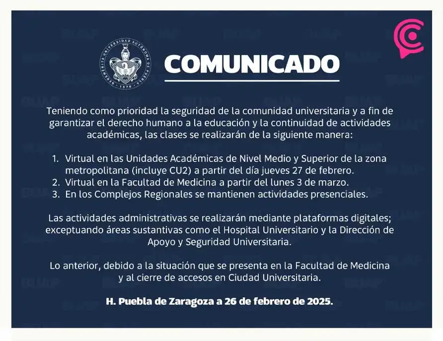 Acusan que estudiantes ajenos a movimiento de Medicina BUAP impidieron mesa de trabajo