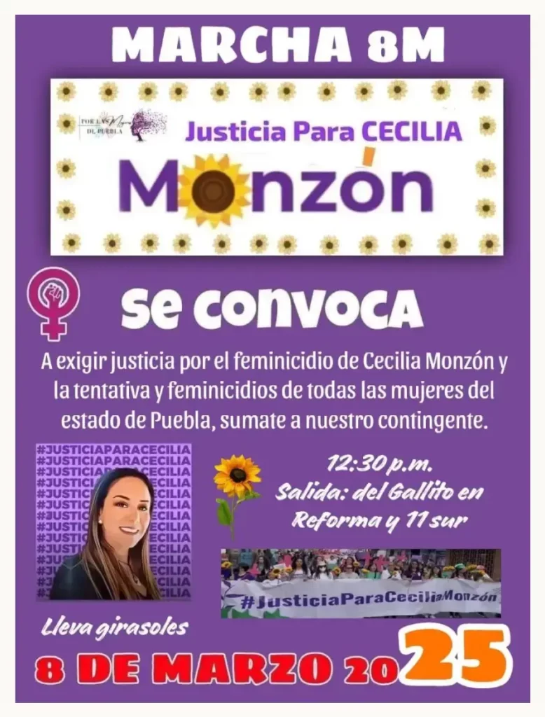 Realizarán marcha el 8M 2025 en Puebla, para pedir justicia por Cecilia Monzón