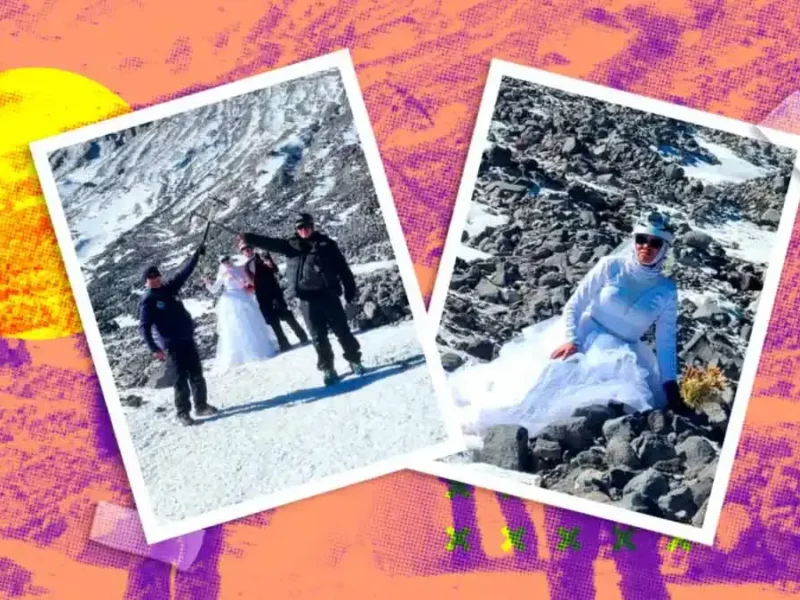 Karyna y Carlos, pareja de alpinistas que se casaron en el Pico de Orizaba 