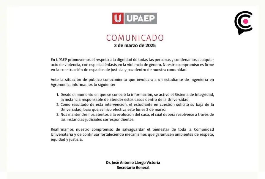 Graban a alumno de Upaep mientras agrede a su novia; lo dan de baja