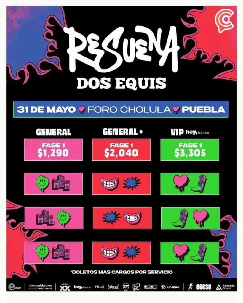 Festival Resuena Dos Equis en Puebla anuncia precio de sus boletos en primera fase