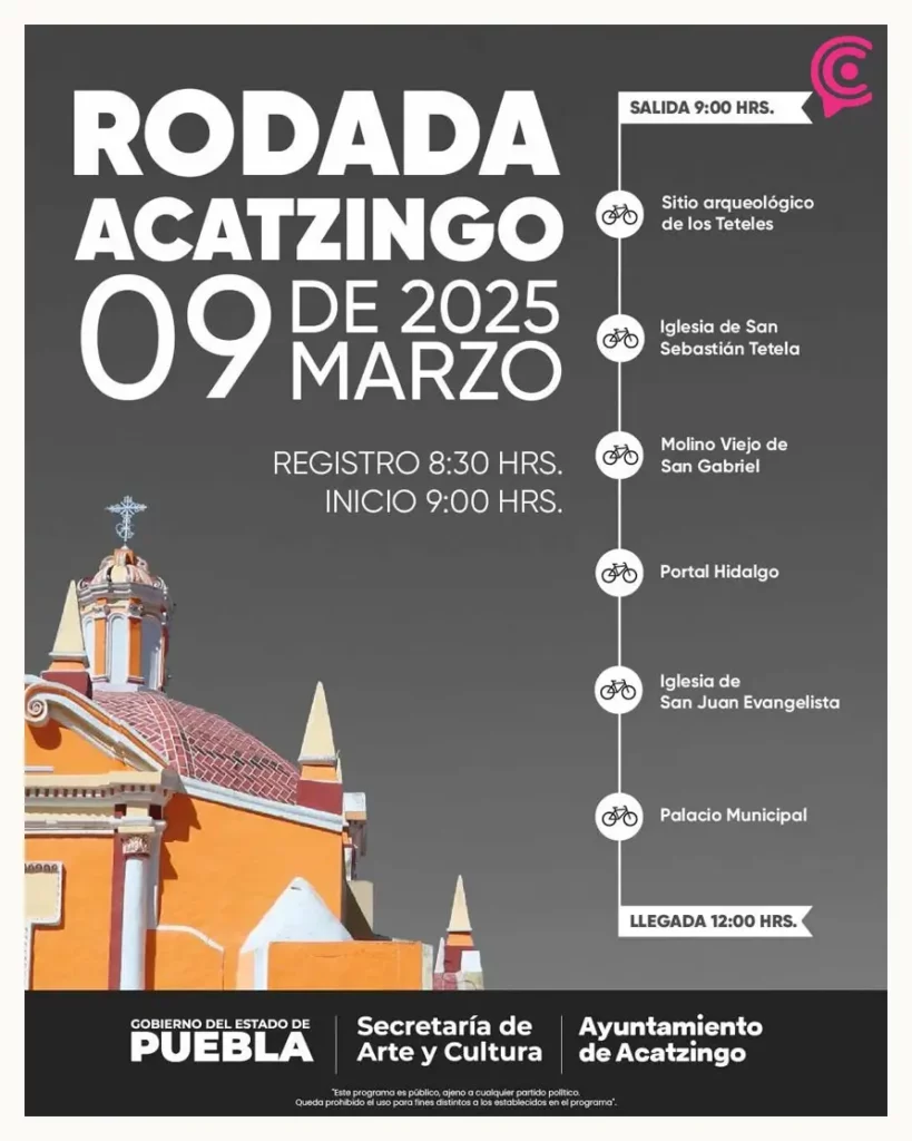 Rodada Acatzingo recorrerá sitios culturales; ciclistas disfrutarán de guía histórica