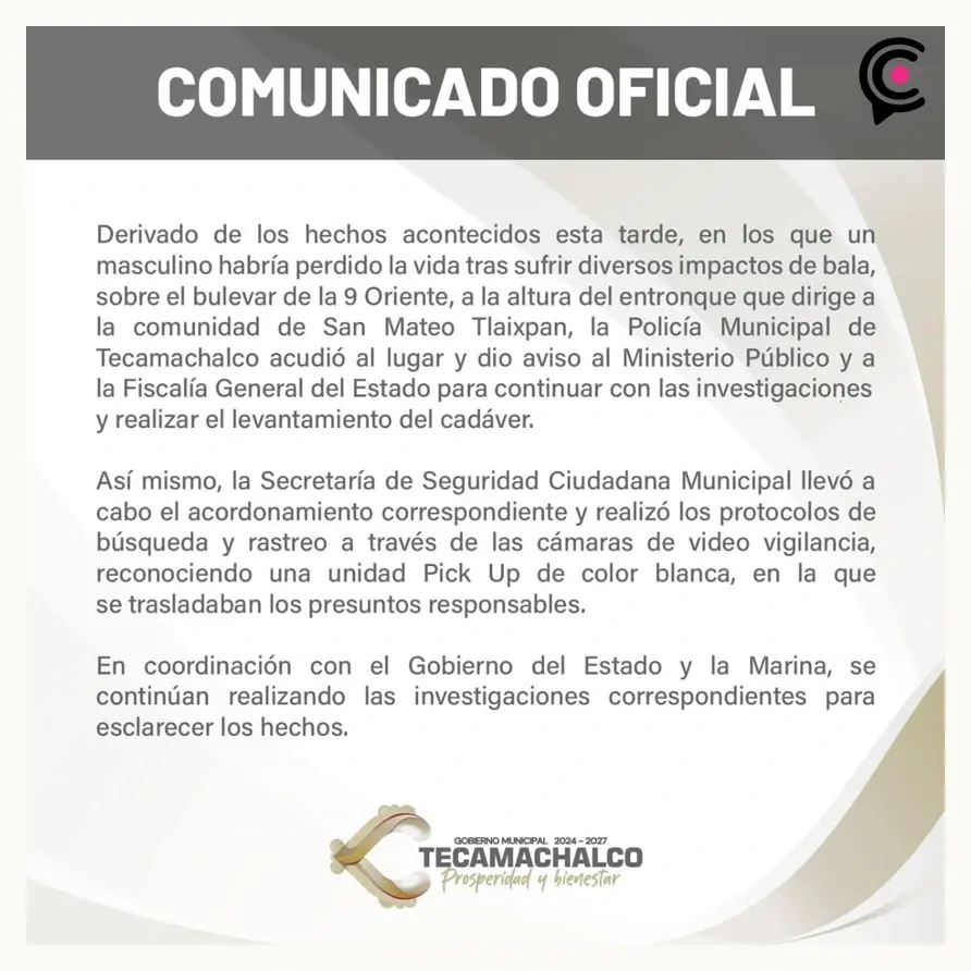 Matan a balazos a hombre frente a barbería en Tecamachalco, Puebla; agresores huyeron del lugar 