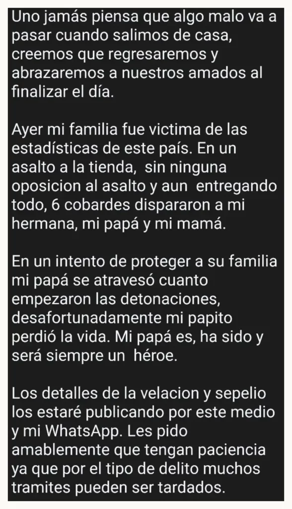 Comerciante protegió a su esposa e hija durante asalto en Caleras, Puebla; recibió los disparos