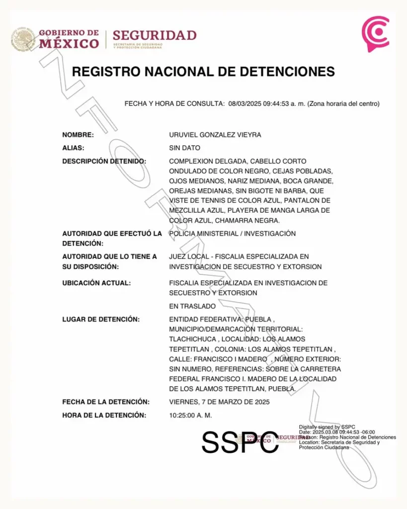 Gobierno de México confirma la detención de integrantes de la familia González Vieyra en Puebla
