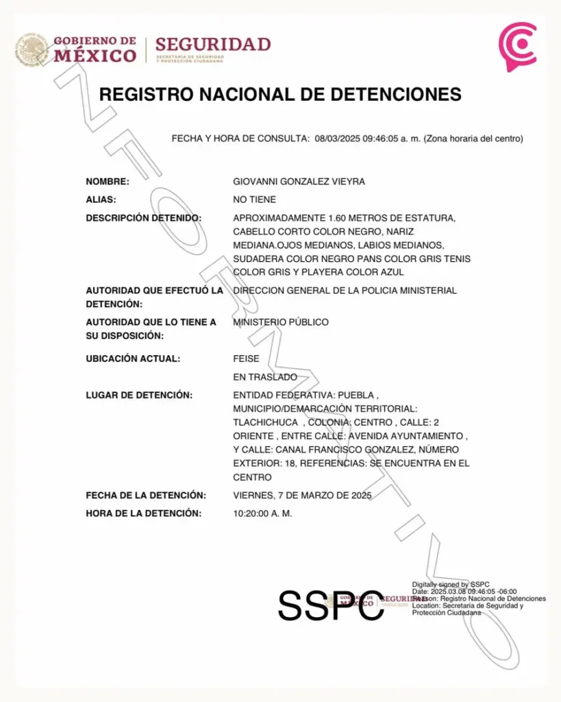 Gobierno de México confirma la detención de integrantes de la familia González Vieyra en Puebla