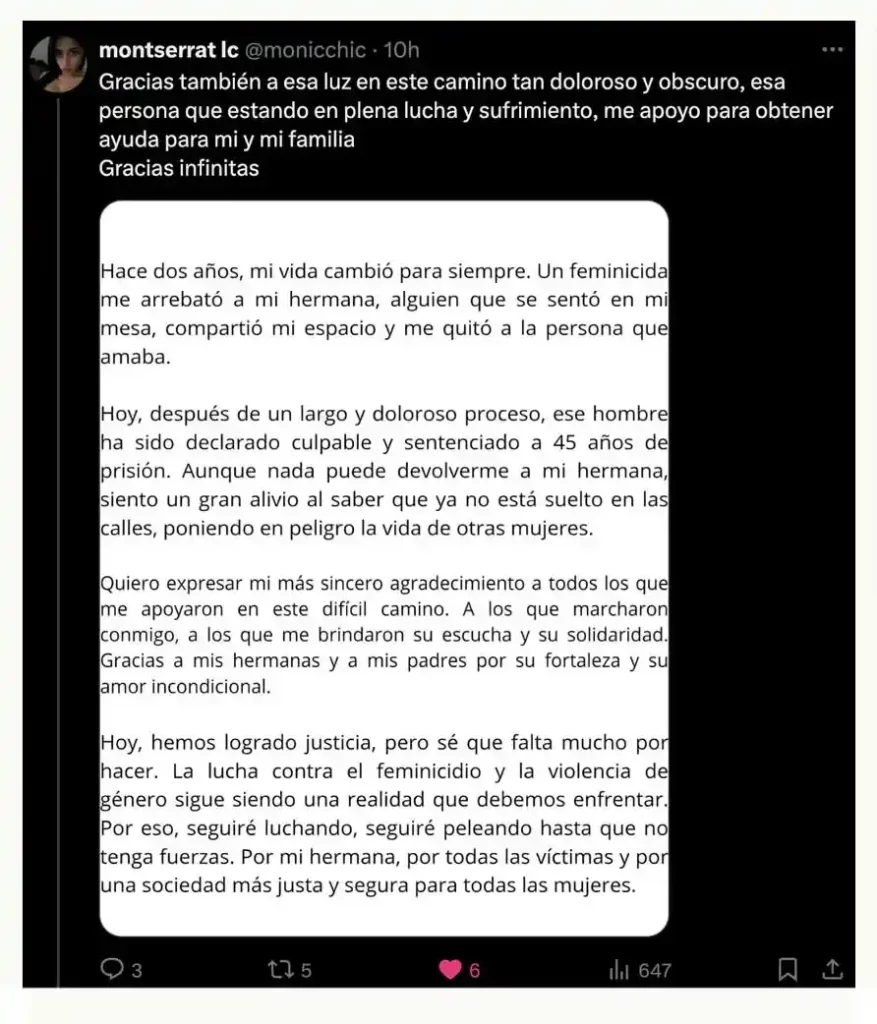 En pleno 8M dan 45 años de prisión al feminicida de María Gabriela Pérez Camarillo