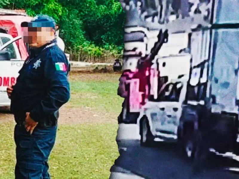 Graban a policías de Puebla presuntamente participando en robo de carga 