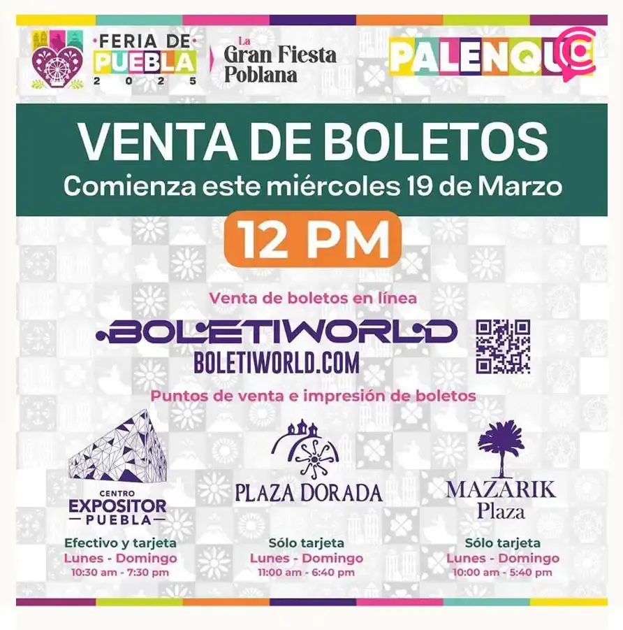 Conoce los sitios oficiales para la venta de boletos de la Feria de Puebla 2025 