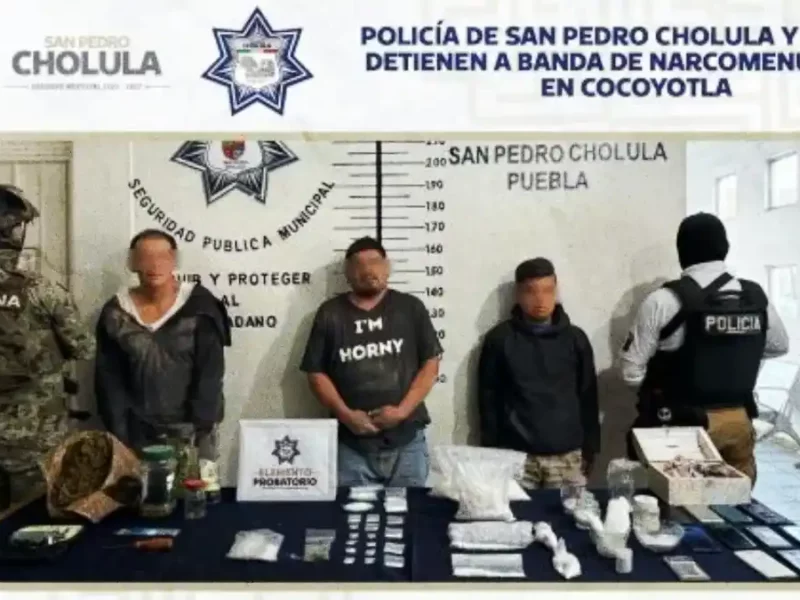 Policía de San Pedro Cholula y Marina detienen a banda de narcomenudistas en Cocoyotla