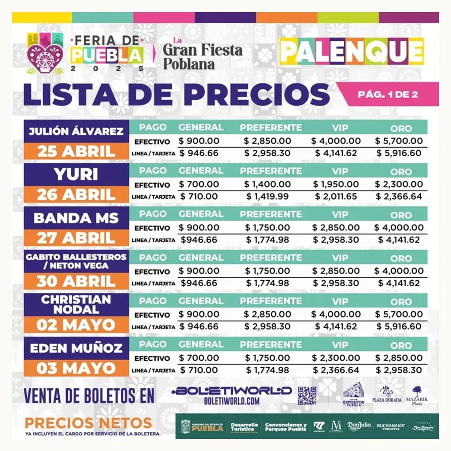 Inicia venta de boletos del Palenque de Feria de Puebla 2025; estos son los precios