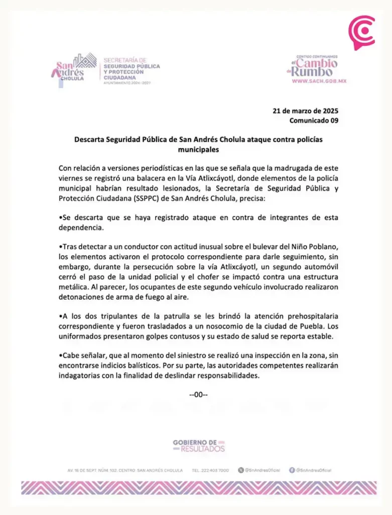 Tras persecución, policías de San Andrés Cholula chocan contra parada de autobús en Vía Atlixcáyotl