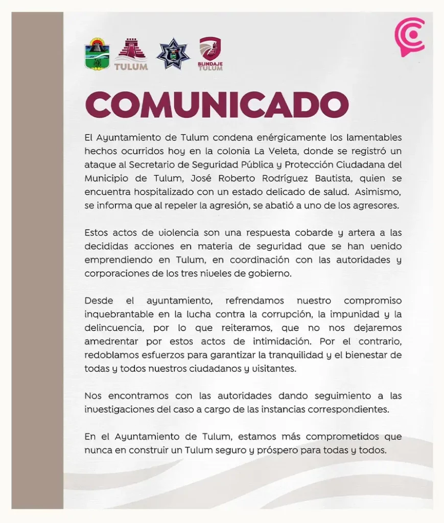 Tras ataque armado, murió el secretario de Seguridad Tulum, Quintana Roo