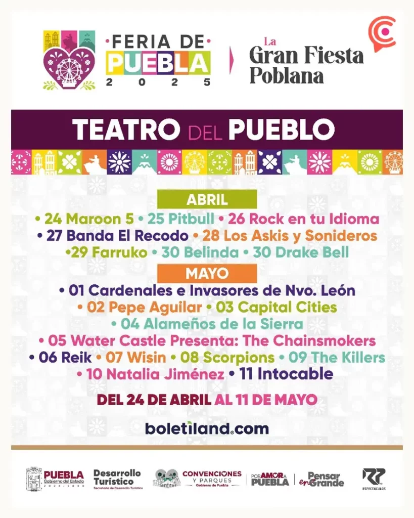 Esta es la cartelera para el Teatro del Pueblo de la Feria de Puebla 2025 