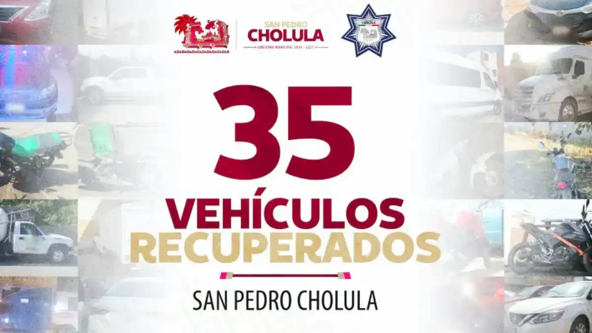 Policía de San Pedro Cholula recupera vehículo robado; suman 35 en la administración de Tonantzin Fernández