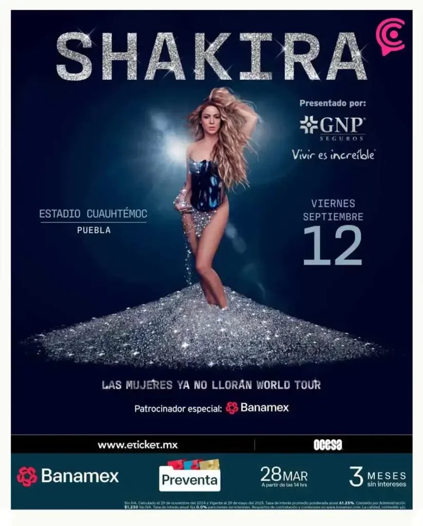 Shakira extiende su gira en México; confirma concierto en Puebla para septiembre  