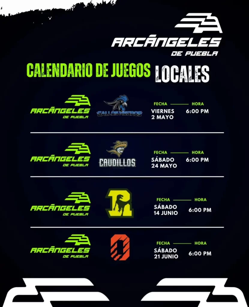 Arcángeles de Puebla presenta su calendario de juegos como local en la LFA Temporada 2025 