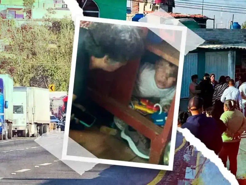 Bloquean autopista México-Puebla por supuesta desaparición de un niño; lo encontraron escondido en un ropero