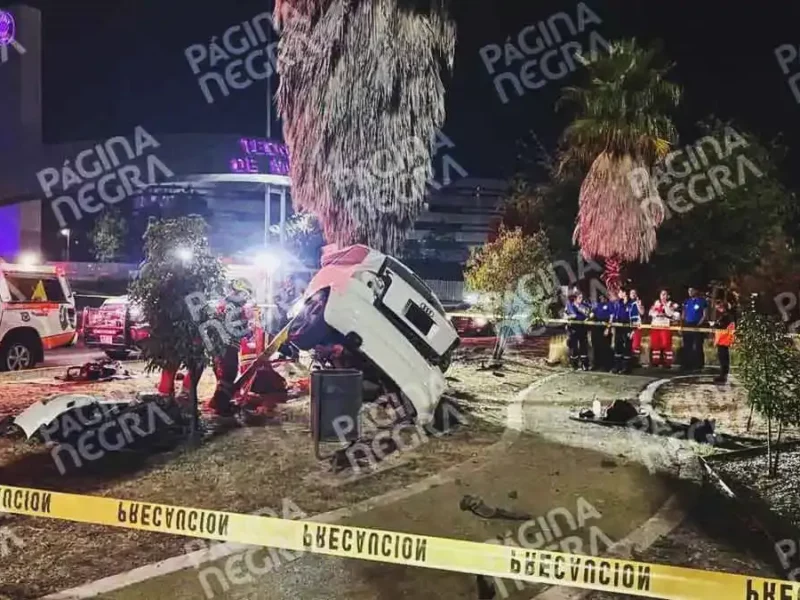Mujer copiloto murió prensada por choque de auto contra palmera en Cholula, conductor resultó herido