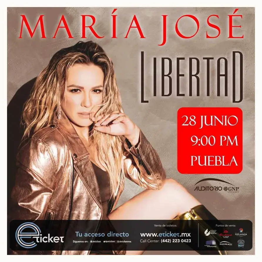 María José vuelve a Puebla en junio 2025, aquí el precio de los boletos  