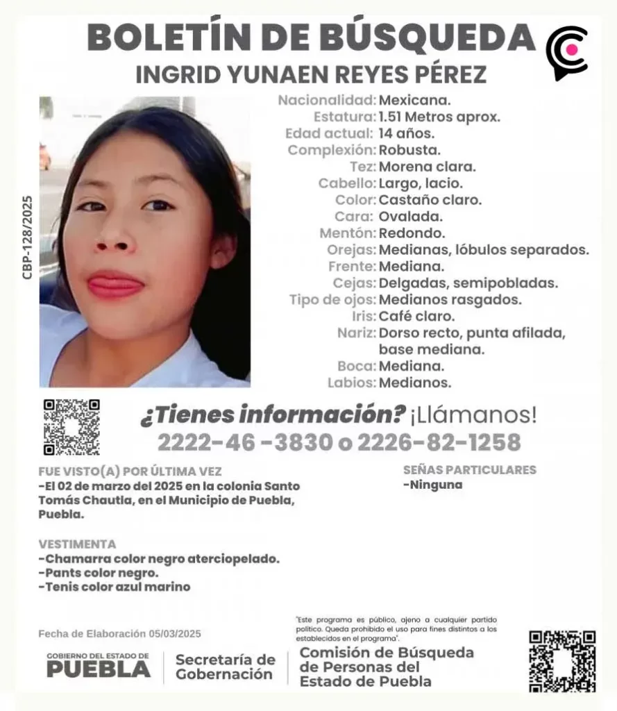 Familia de Ingrid Yunuen, desaparecida en Santo Tomás Chautla, amenaza con tomar avenidas de Puebla