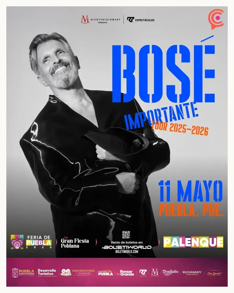 Miguel Bosé cerrará el Palenque de la Feria de Puebla 2025; sustituyó a Gerardo Ortiz
