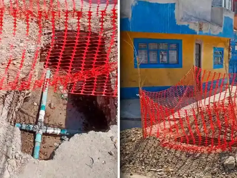 Acusan de negligencia a Agua de Puebla; utiliza palmeras y carrizos para señalización de obras