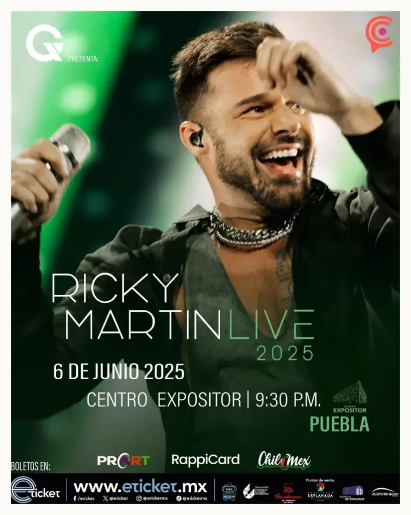 Ricky Martin regresa a Puebla, anuncia concierto en el Centro Expositor 