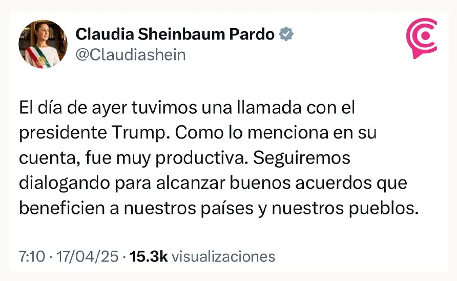 Claudia Sheinbaum y Donald Trump sostienen nueva llamada, en medio de negociaciones por aranceles